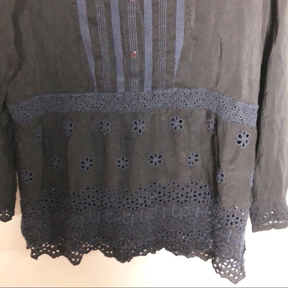 Johnny Was M Tunic Floral Embroidered Stripe Long Sleeve - Picture 3 of 9